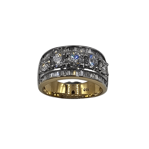 Ladies 18ct Yellow & White Gold Brillaint & Baguette Cut Channel Set Diamond Ring 2.00ct TDW M With Valuation (MR)