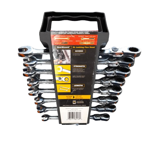 8 Piece 72-Tooth 12 Point XL Locking Flex Head Ratcheting Combination SAE Wrench Set (LN)