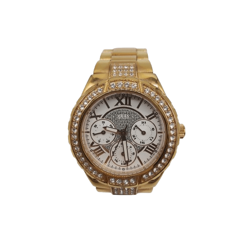 Ladies Viva W0111L3 Guess Watch Rose Gold/ White Very Good Condition (NA-1355442)