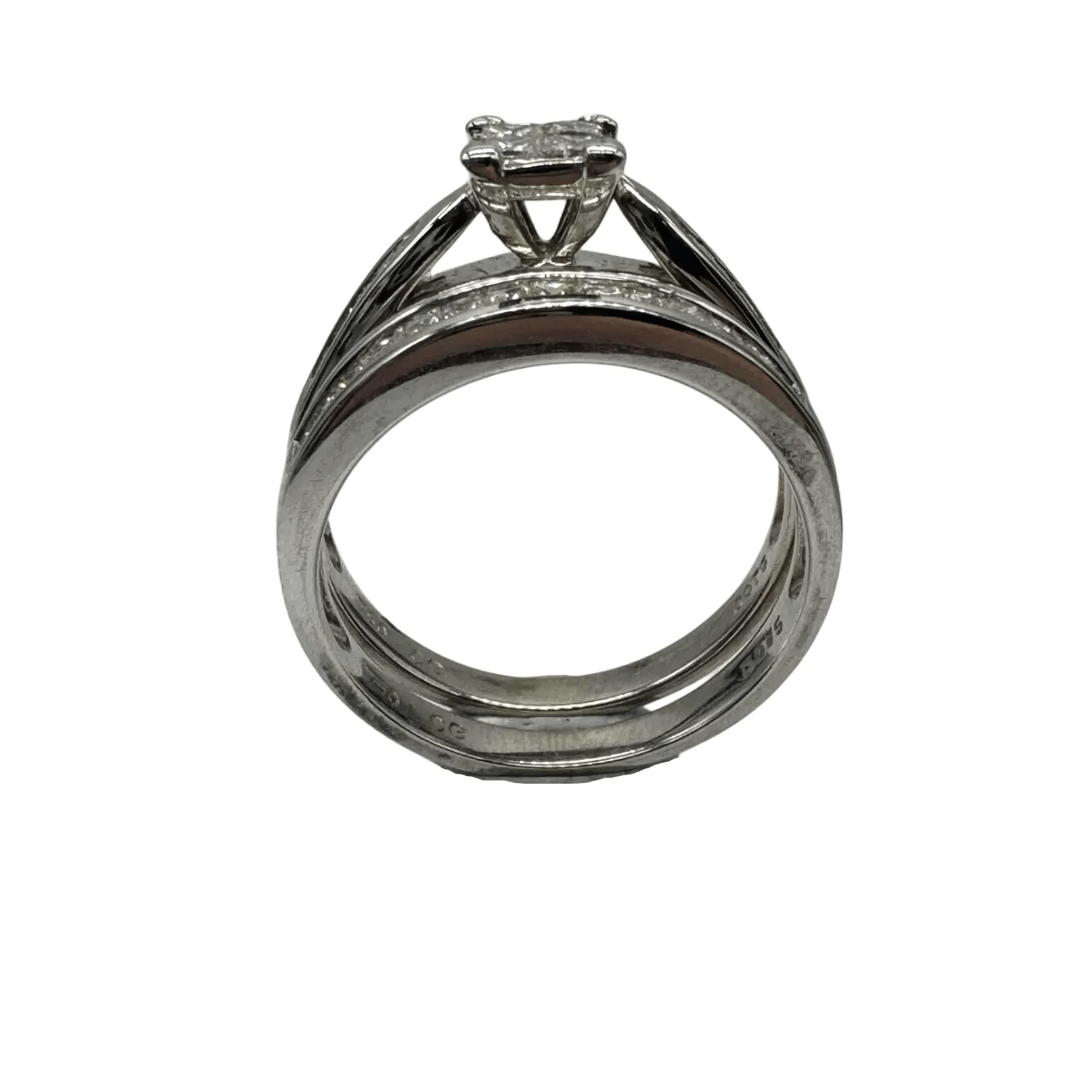 Ladies 18ct White Gold 28 Stone Diamond 2 Ring Set 0.75ct TDW O 7 1/4 With Valuation (WR)