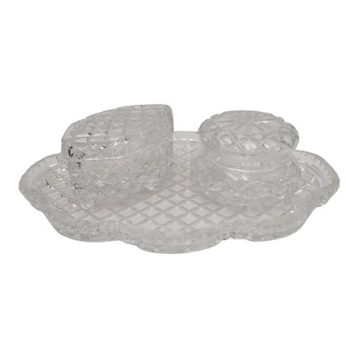WEDGWOOD Jewellery Box 3 Piece Crystal Clear Display Set – 2 Boxes + Tray