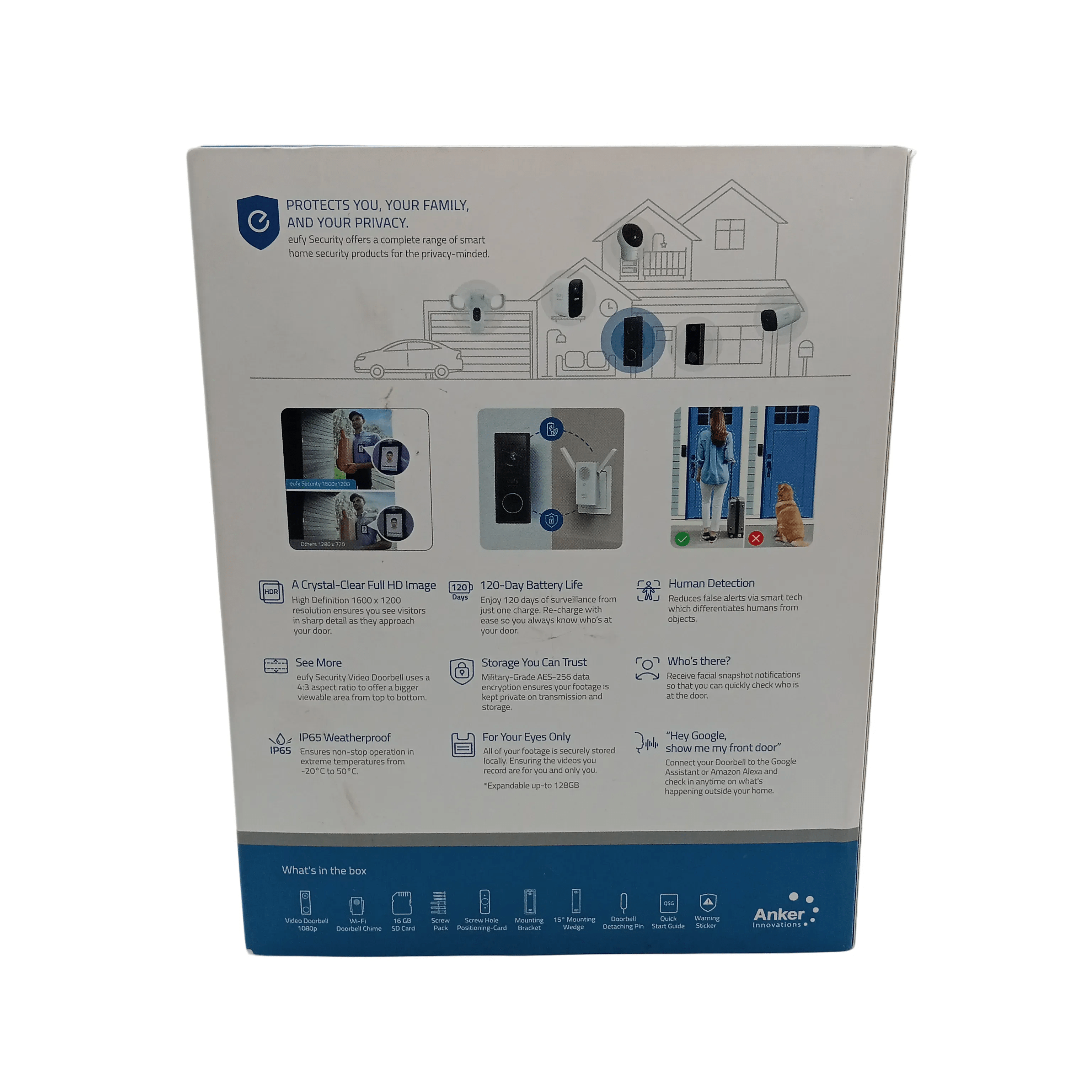 eufy Security Slim HD Doorbell with Repeater In Box