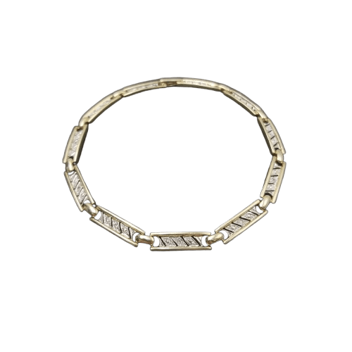 9CT Yellow Gold Bracelet – 6.8g, 20cm, with 11x 0.01ct Diamonds and Fold-Over Clasp