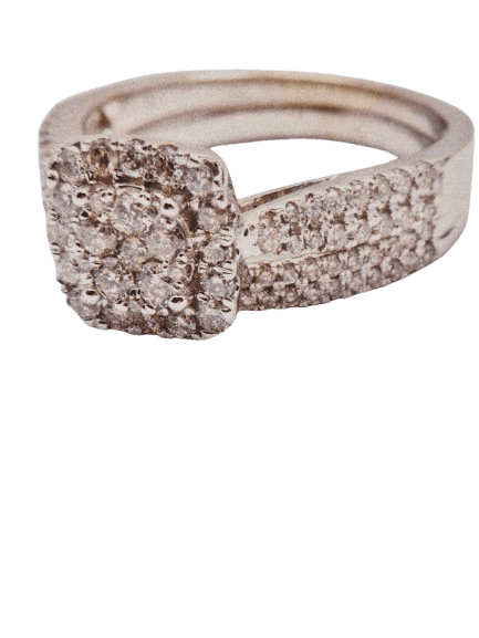 Ladies 9ct White Gold 111 Diamond & Sapphire Ring Size M1/2 7    1.0 TDW / 0.03 Sapphire With Valuation (WL 1273601)