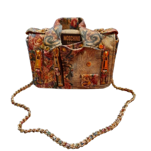 MOSCHINO Biker Bag Animé Cross-stitch Print In Green ( GE )