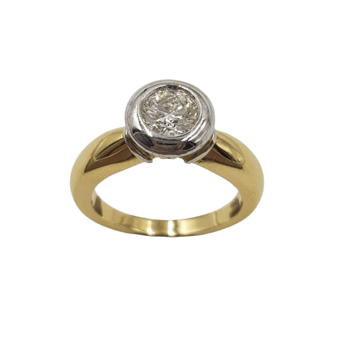 Ladies 18ct Yellow & White Gold Round Brilliant Cut Diamond Ring 0.50ct TDW J 1/2 With Valuation