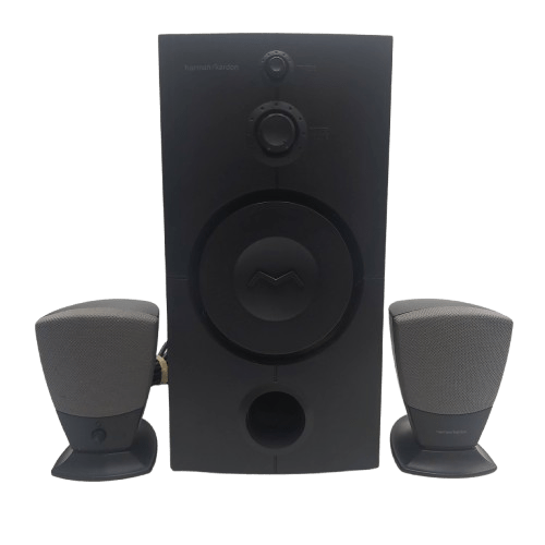 Harman Kardon HK395 3-Piece Amplified Speaker System – 2 Satellite Speakers + Subwoofer, 30W (NA)