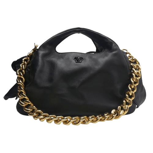Versace La Medusa Lambskin Leather Black Gold Chain Bag DBF1066