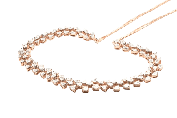 Ladies 14ct Rose Gold 103 Diamond Necklet TDW 1.00CT G VS With Valuation Certificate
