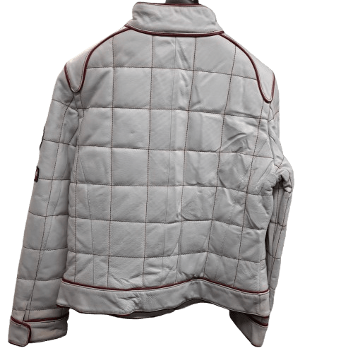 Marcia Leather Jacket White Racing Jacket Size XL