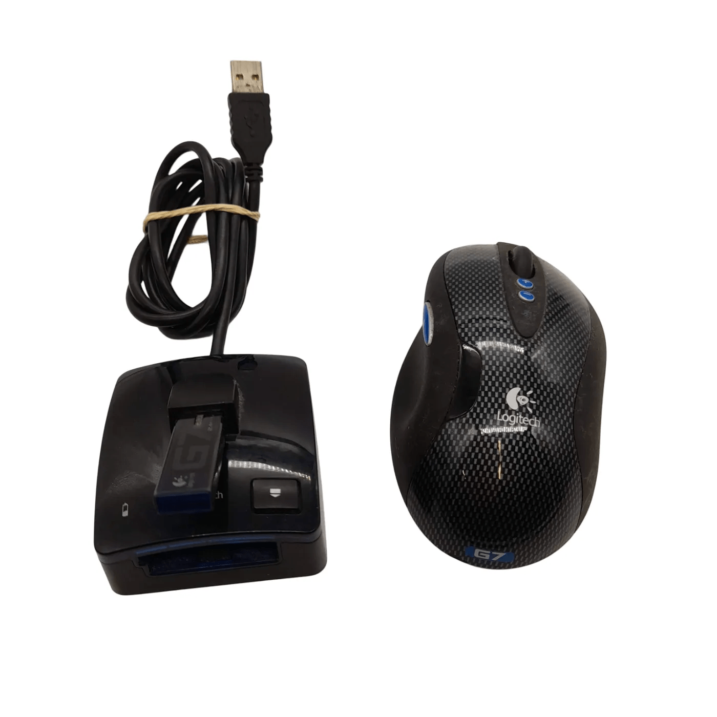Logitech G7 Laser Cordless Carbon Fiber Mouse + Battery + USB Dongle Receiver + Charger (WL 1350332)