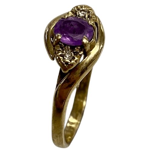 Ladies 9ct Yellow Gold Ring 2.3gms Size 7 With Purple Stone