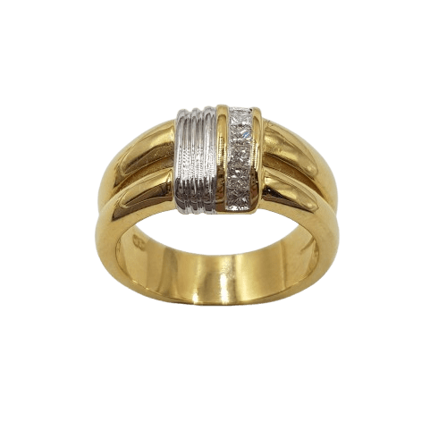Unisex 18ct Yellow & White Gold Princess Cut Diamond Ring 0.21ct TDW N With Valuation