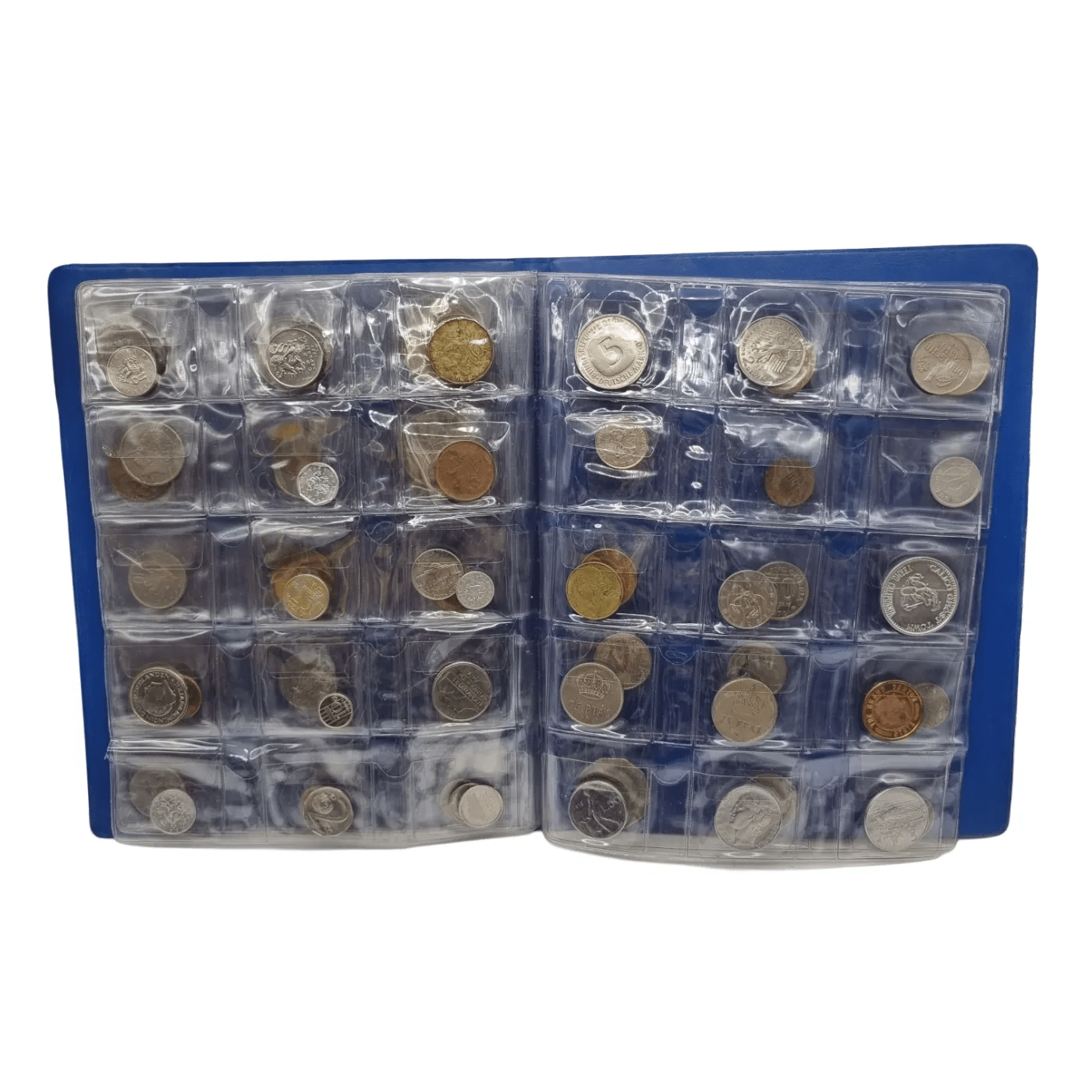 Assorted Worldly Coins In Blue Coin Album (Includes: Cook Islands, US, UK, Nederlands, Indonesia) (WR 1342529)