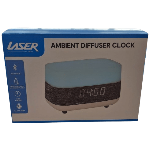 Laser Ambient Diffuser Clock Radio AO-ADSP-924, Very Good Condition, With Box & AC Adaptor