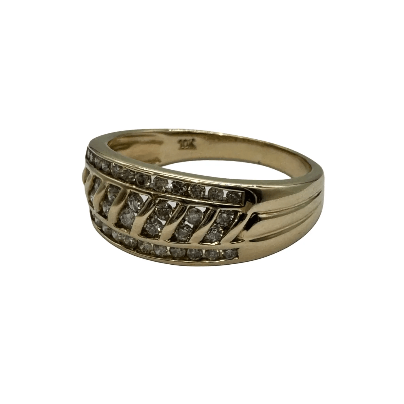 Ladies 10ct Yellow Gold 38 Stone Diamond Ring 0.50ct TDW Q 1/2 8 1/2 with Valuation – WL