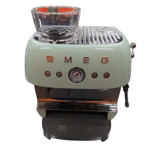 **LOCAL PICK UP ONLY** SMEG 50’s Style Espresso Machine EGF03PGAU, Pastel Green, Very Good Condition, With Drip Tray, 2x Filters + Cleaning Brush **LOCAL PICK UP ONLY** (CP 1353735)