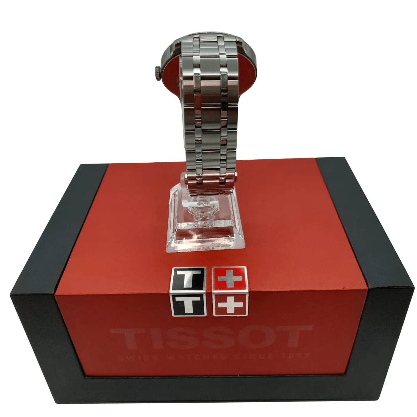 Mens Black Tissot Chemin Des Tourelles Watch Silver Stainless Steel Band with Box  (WL 1353156)