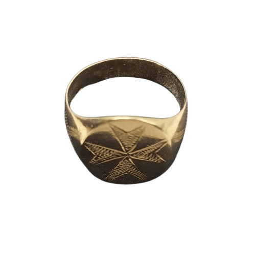 Men’s 18ct Yellow Gold Ring 9.3g with Etched Maltese Cross