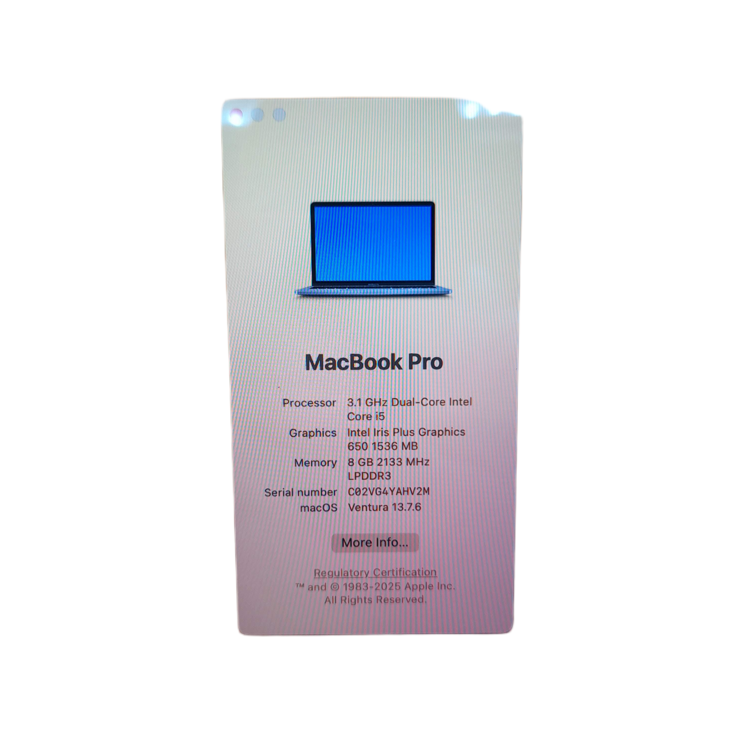 Apple Macbook Pro 13 Inch 2017 A1706 Laptop +Charger (WL 1342953)