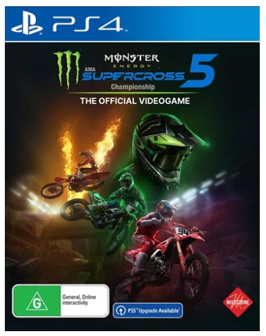 Sony Playstation 4 Monster Energy Supercross 5, Excellent Condition, With Case No Manual (CP 1343026)