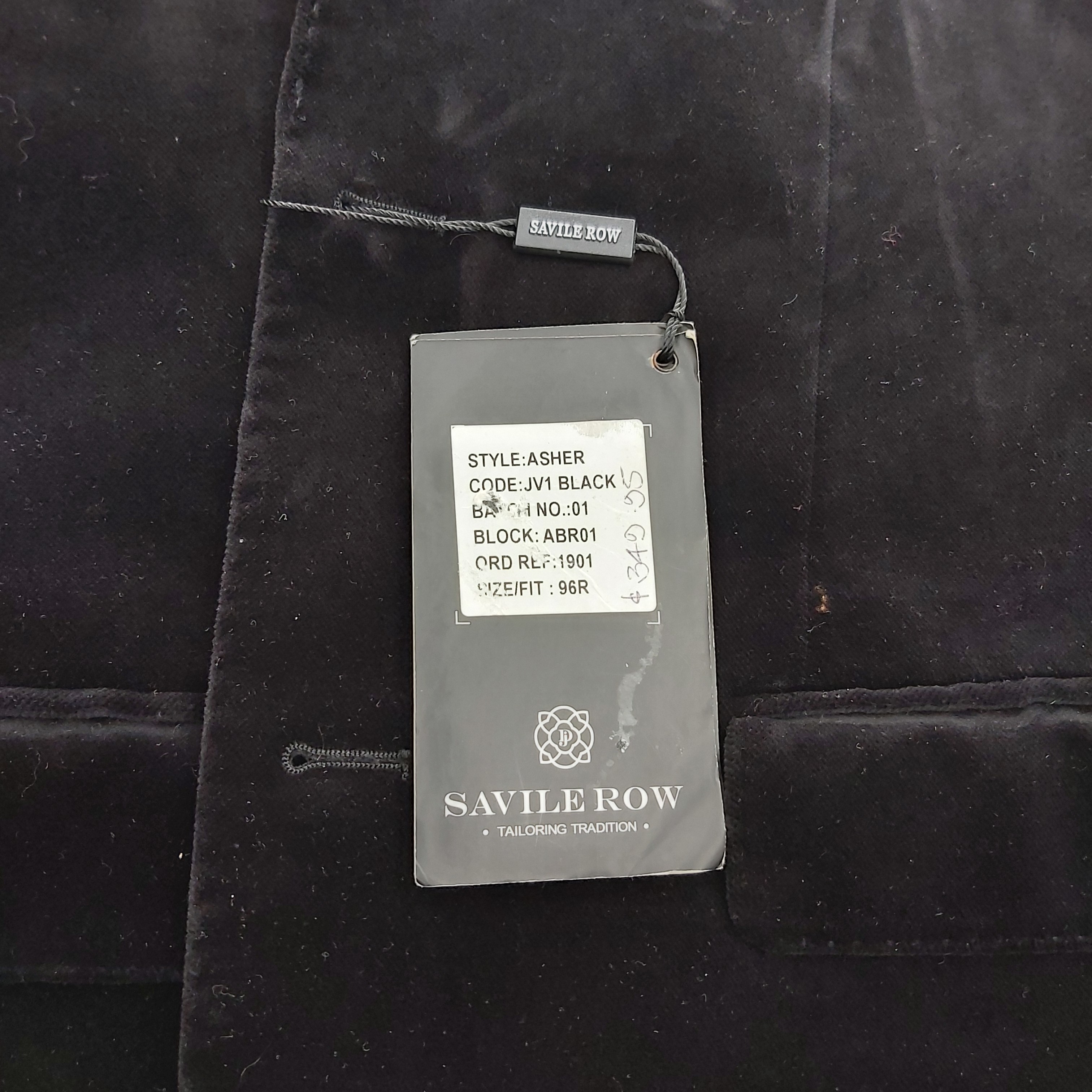 Men’s Savile Row Asher JV1 Black Velvet Jacket/Blazer, 96R, Contemporary Fit, Like New With Tags, RRP $349.99 (NA 1353776)