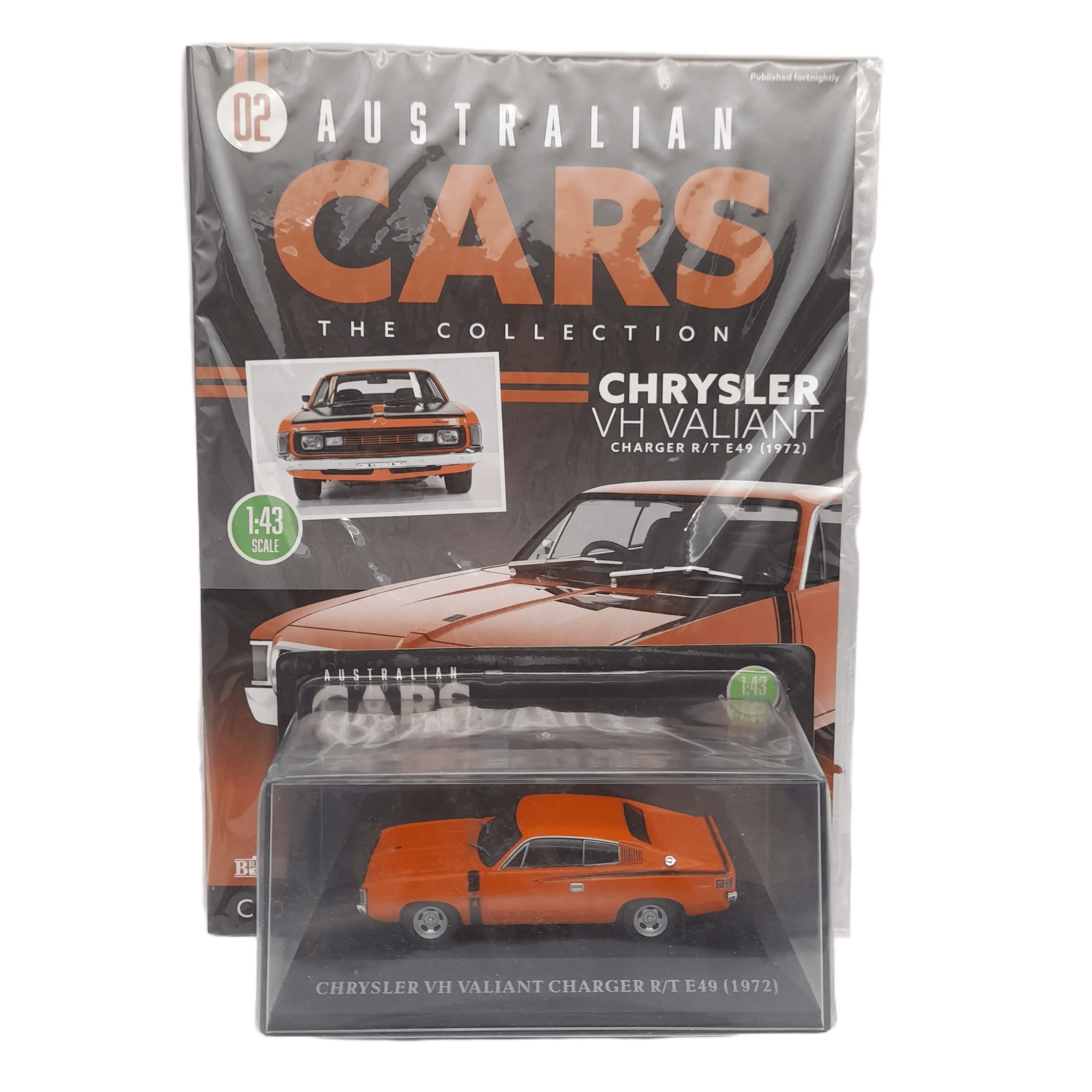 IXO Australian Cars – Chrysler VH Valiant Charger R/T E49 (1972) 1:43 Scale Model Car With Magazine