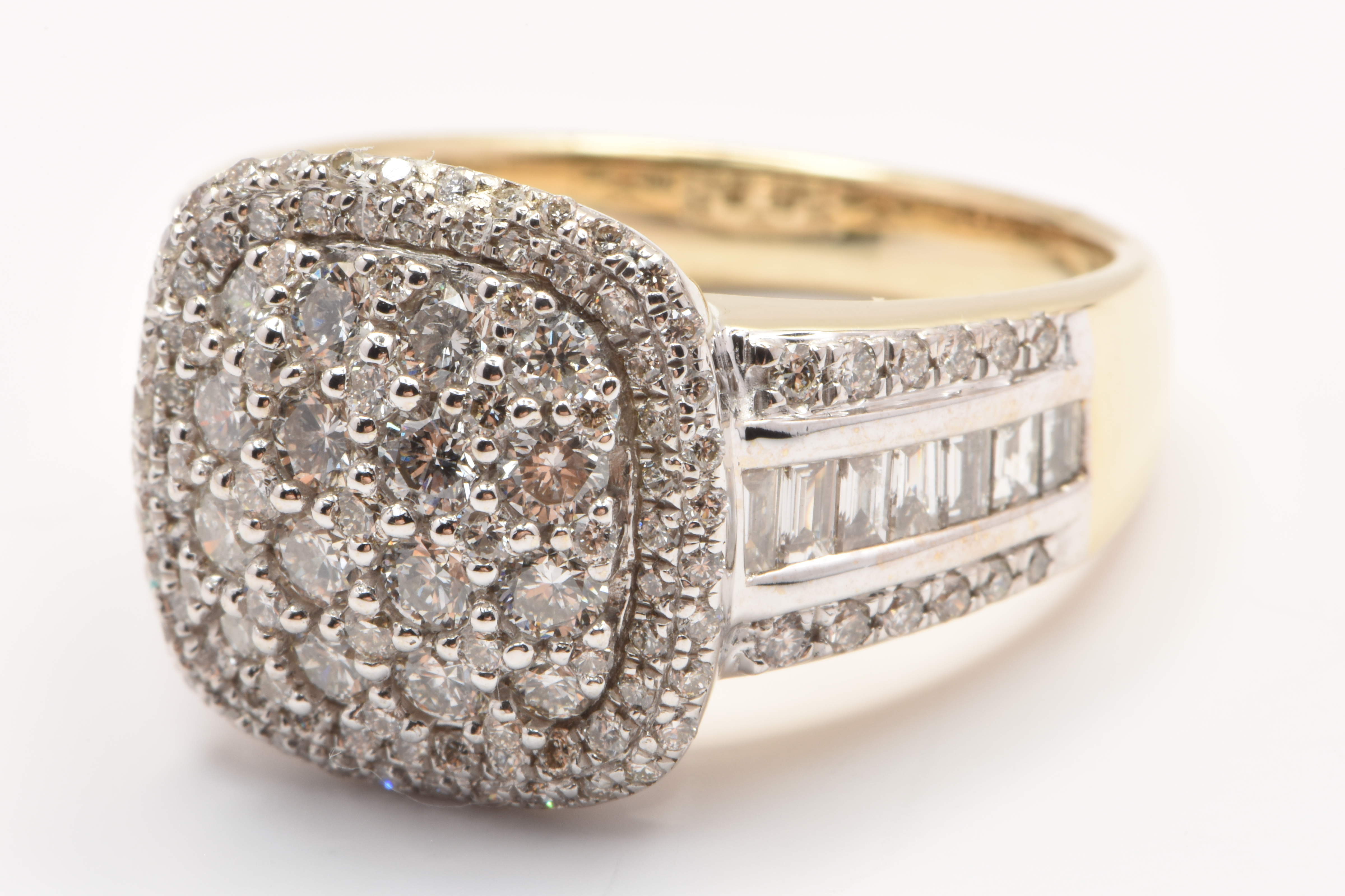 Ladies 9ct Yellow & White Gold 143 Diamond Cluster Ring TDW 1.73ct Size L