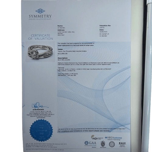 Ladies Platinum Round Brilliant Cut Diamond Cross Over Wire Wave Style Ring 0.94ct TDW K With Valuation (MR)