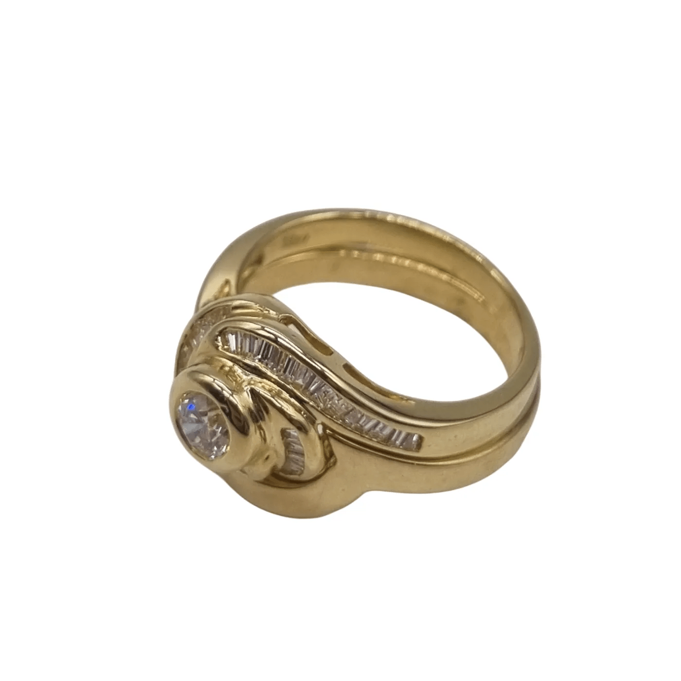 18ct Yellow Gold 8.99g 42 Stone Diamond Two Ring Set – Size 6-6.5 + Val Certificate