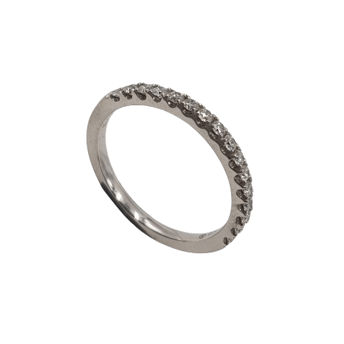 Ladies 18ct White Gold Round Brilliant Cut Claw Set Diamond Band 0.32ct TDW M With Valuation