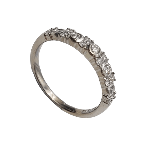 Ladies 10ct White Gold 17 Stone Round Brilliant Cut Diamond Ring, 0.36ct TDW, Size O – With Valuation