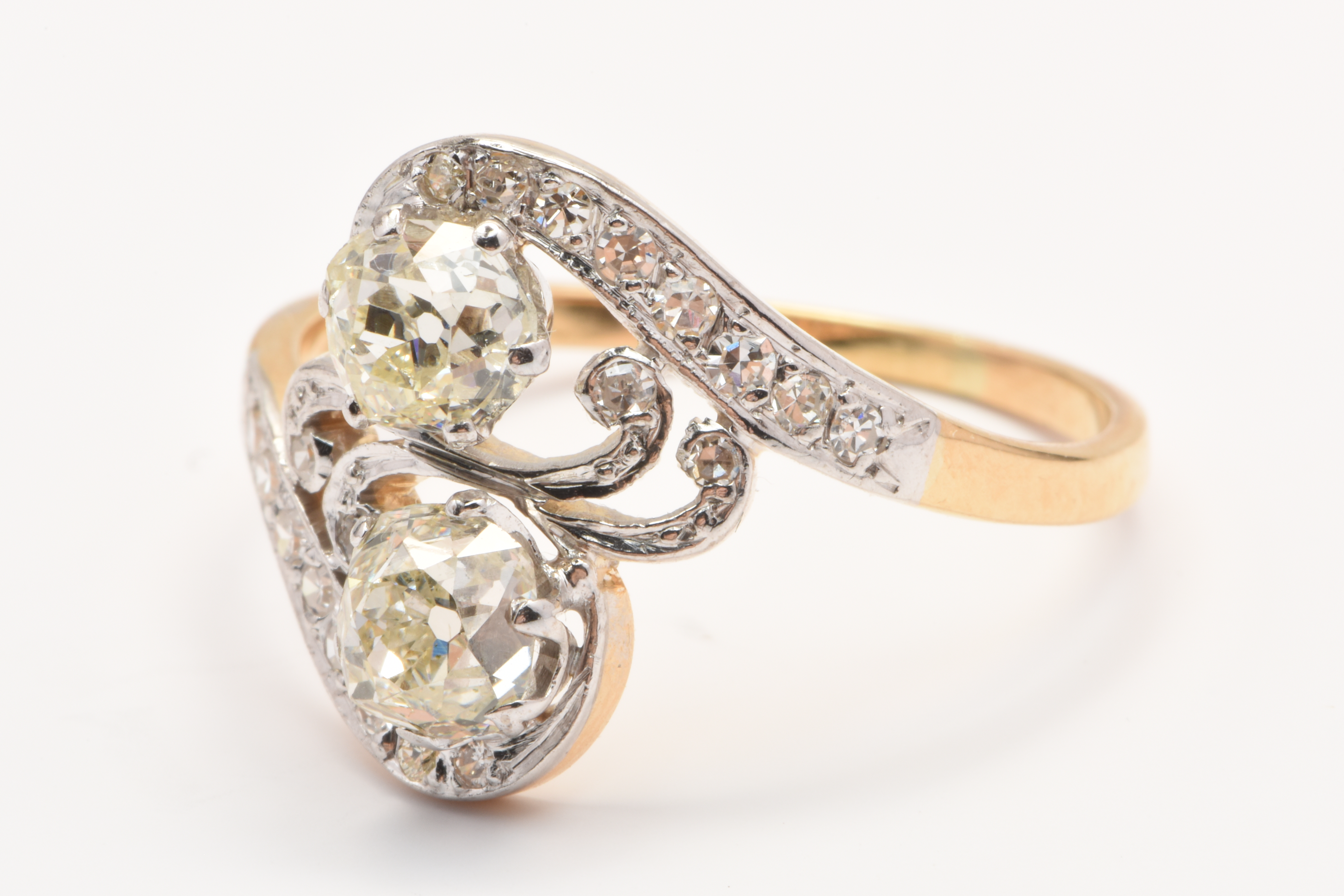 Ladies 18ct Yellow Gold And Platinum 22 Diamond Ring TDW 1.47ct Size Q1/2