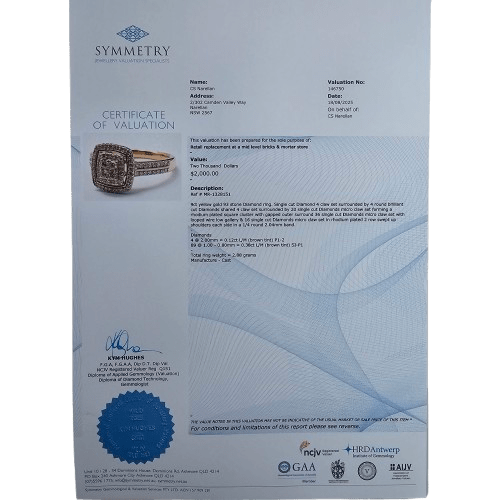 Ladies 9ct Yellow Gold Brilliant Cut Square Cluster Ring 0.50ct TDW O With Valuation (MR)