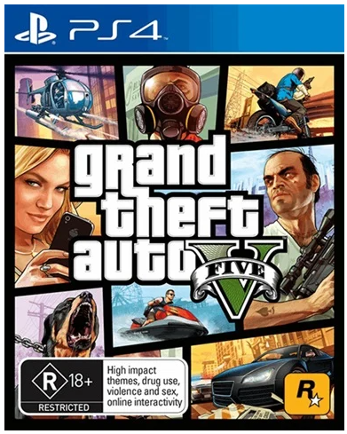 Sony Playstation 4 Grand Theft Auto V (GTA 5), Very Good Condition, With Case, Manual + Poster (CP 1355288)