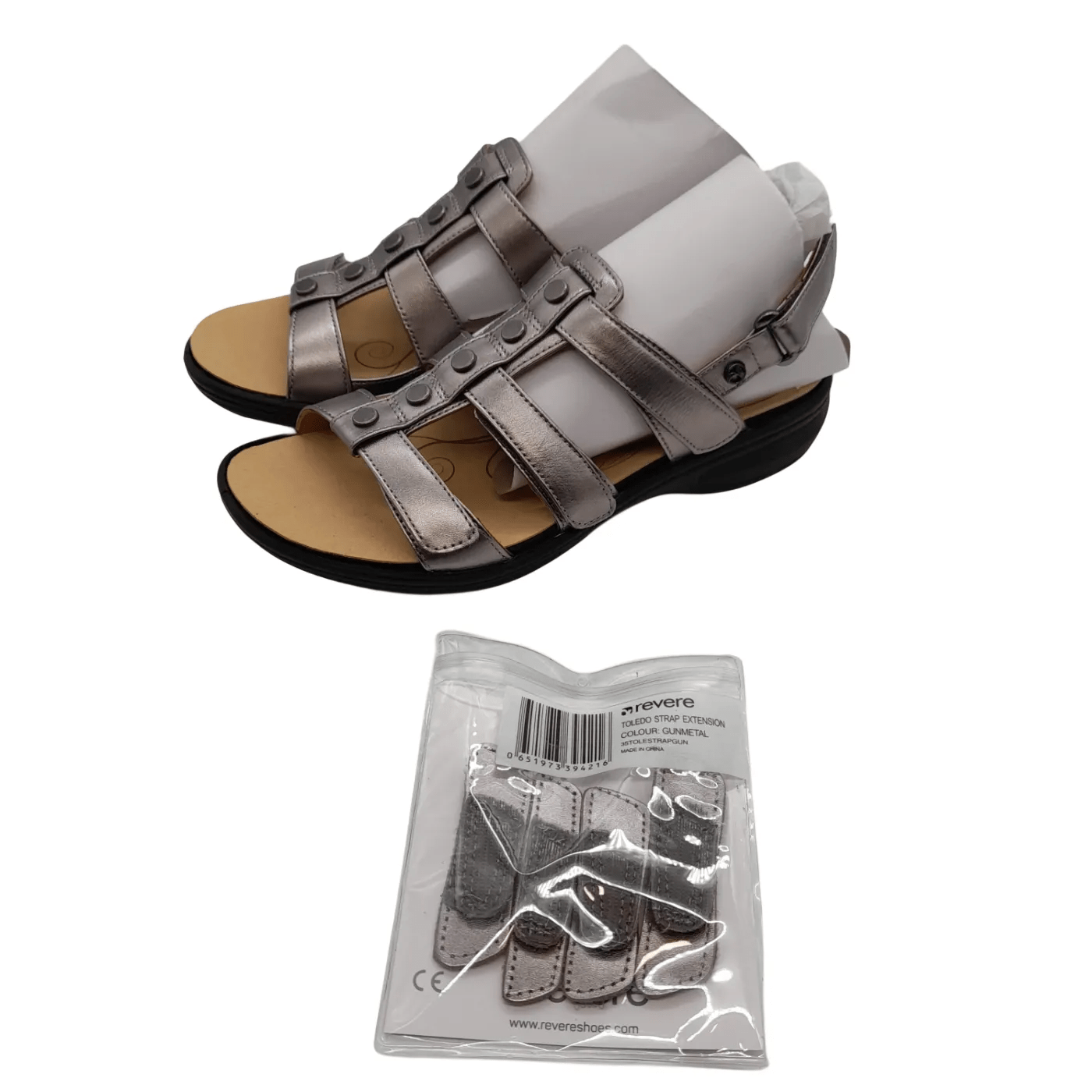 Revere Toledo Gunmetal Women’s Sandals Size: US 7 +Box (WR 1351471)