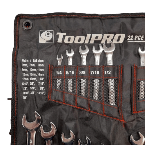ToolPRO 22 Piece Combination Spanner Set – Metric & SAE (MR 1343701)