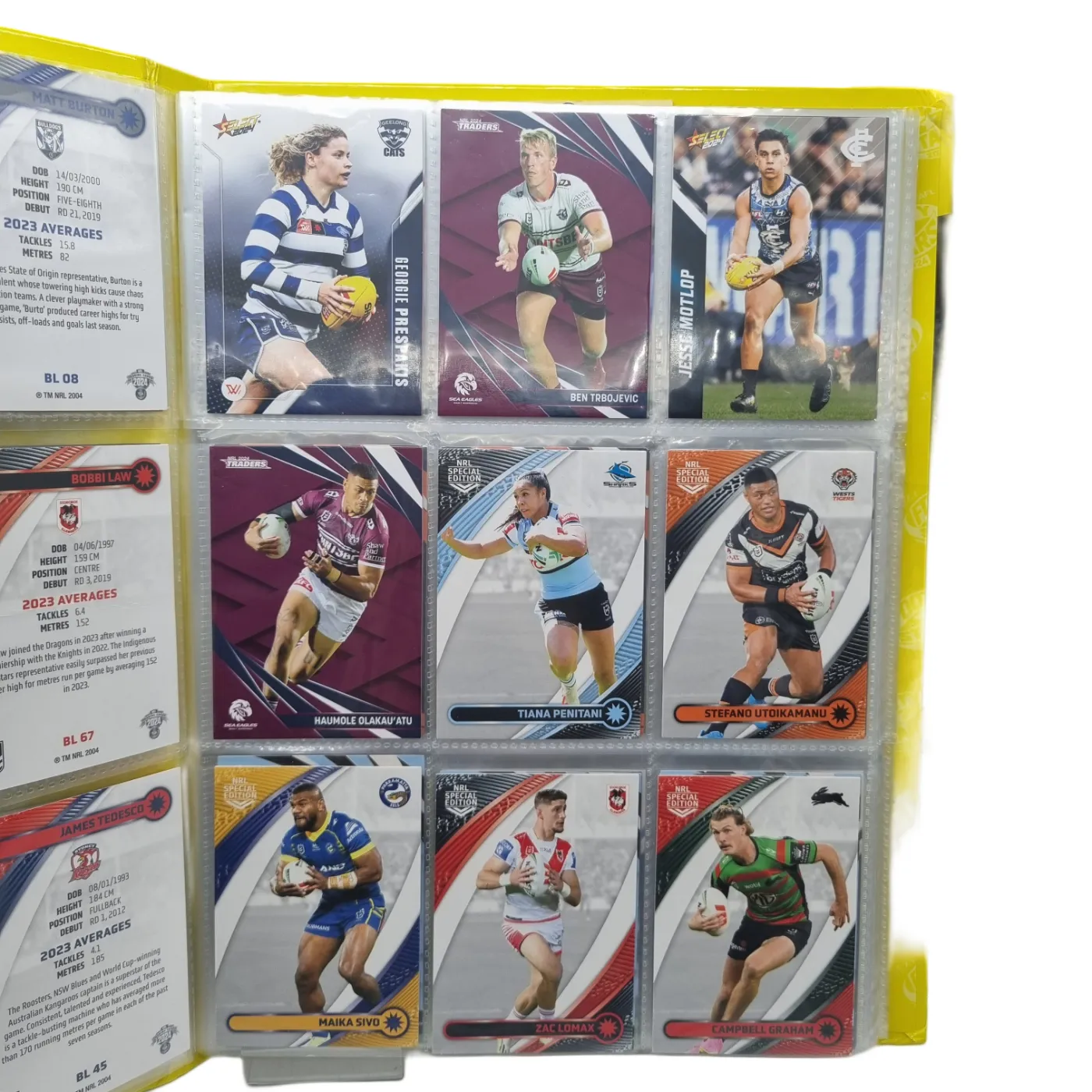 Brand Card Album – Yellow Select AFL Album with Assorted Cards (AFL, NRL, Pokémon, Cricket, Baseball) (WR 1345171)