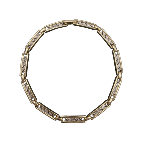 9CT Yellow Gold Bracelet – 6.8g, 20cm, with 11x 0.01ct Diamonds and Fold-Over Clasp
