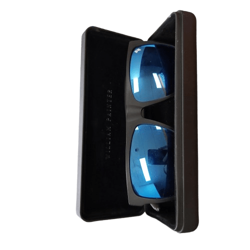 William Painter Sunglassses The Level Black Frames Blue Lens With Case