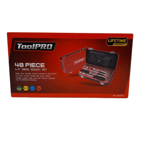 ToolPRO 667453 48Pce Socket Set 1/4″ Drive Metric/SAE Like New (JN)