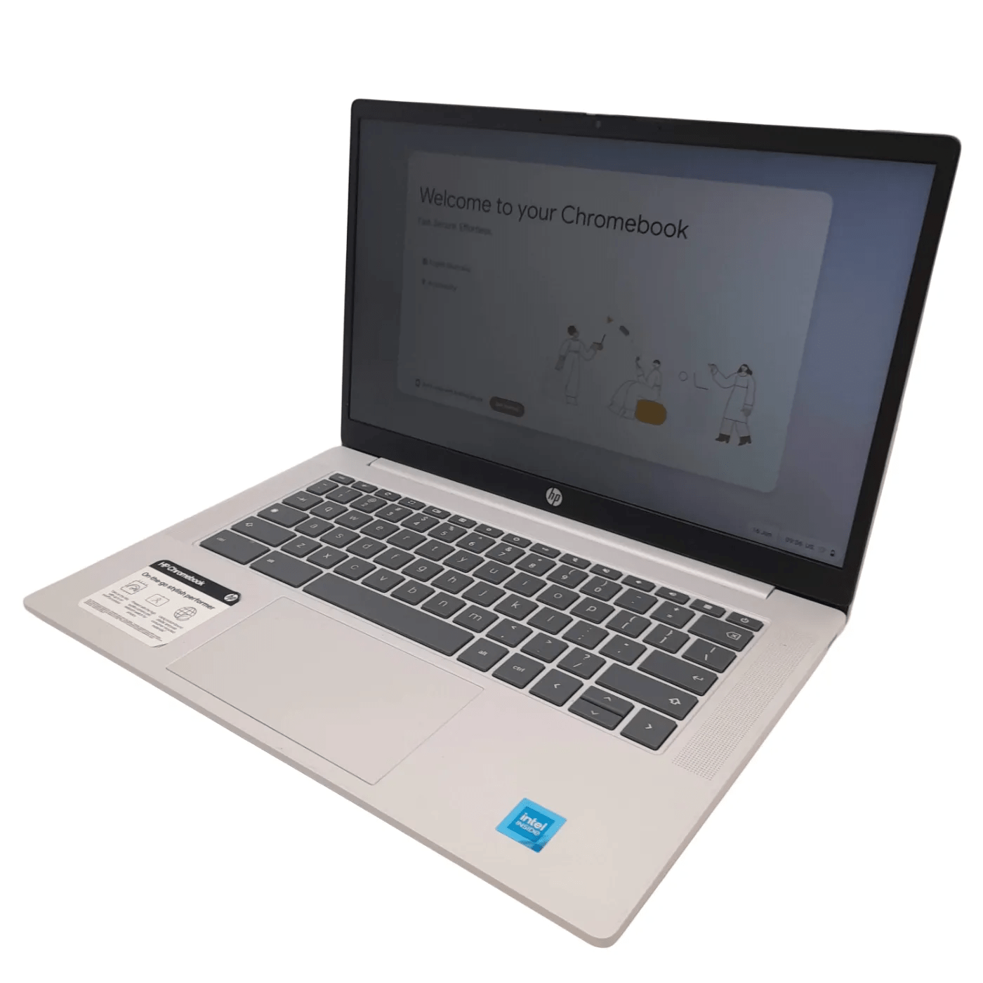 HP Chromebook Silver Laptop Intel N100, 4GB RAM, 64GB eMMC, 14″ HD 14A-NF0007TUD (2024 Model) – Charger Not Included