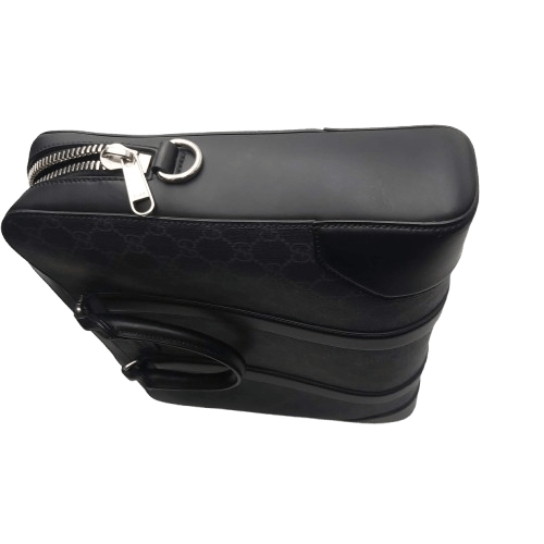 Gucci GG Black Briefcase, Excellent Condition, With Shoulder Strap, Authenticated Via Entrupy