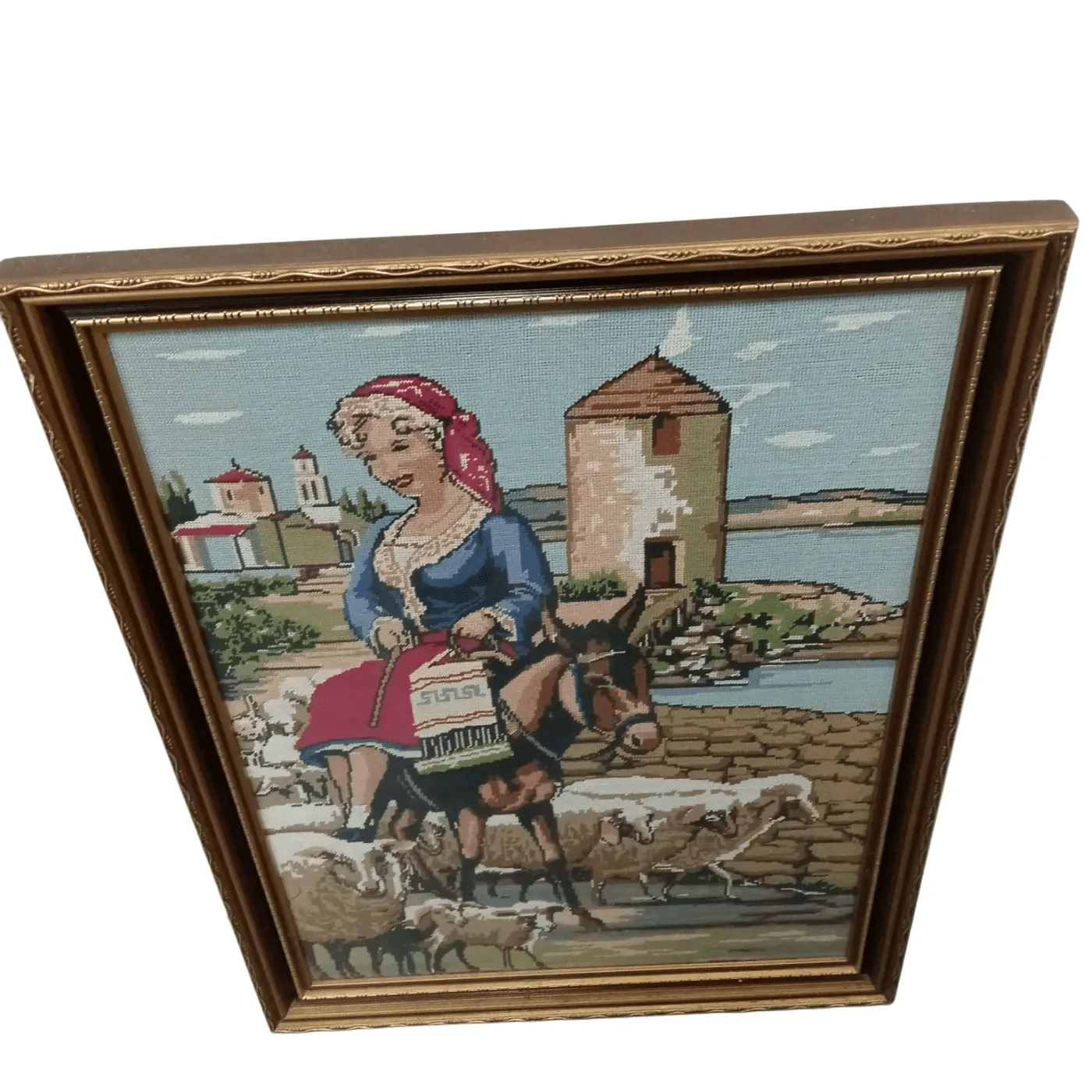 Generic Tapestry In Gold Frame – Lady On Horse (WR 1336267)