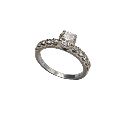 14ct White Gold 11-Stone Diamond Ring – 0.20ct G/I1 Centre, 10 Accent Stones – Size 51 – Valued at AUD $7,000