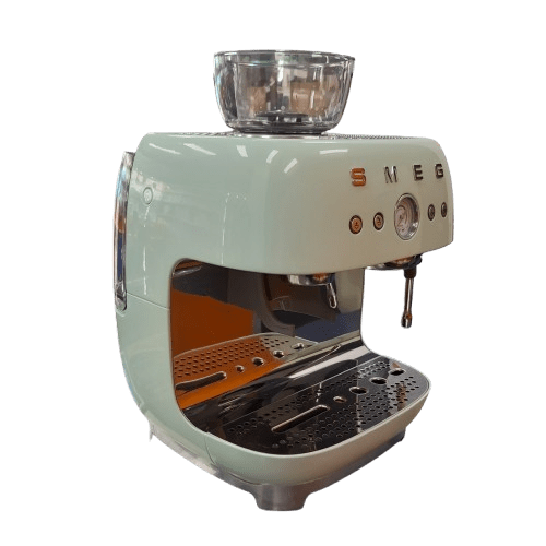 **LOCAL PICK UP ONLY** SMEG 50’s Style Espresso Machine EGF03PGAU, Pastel Green, Very Good Condition, With Drip Tray, 2x Filters + Cleaning Brush **LOCAL PICK UP ONLY** (CP 1353735)