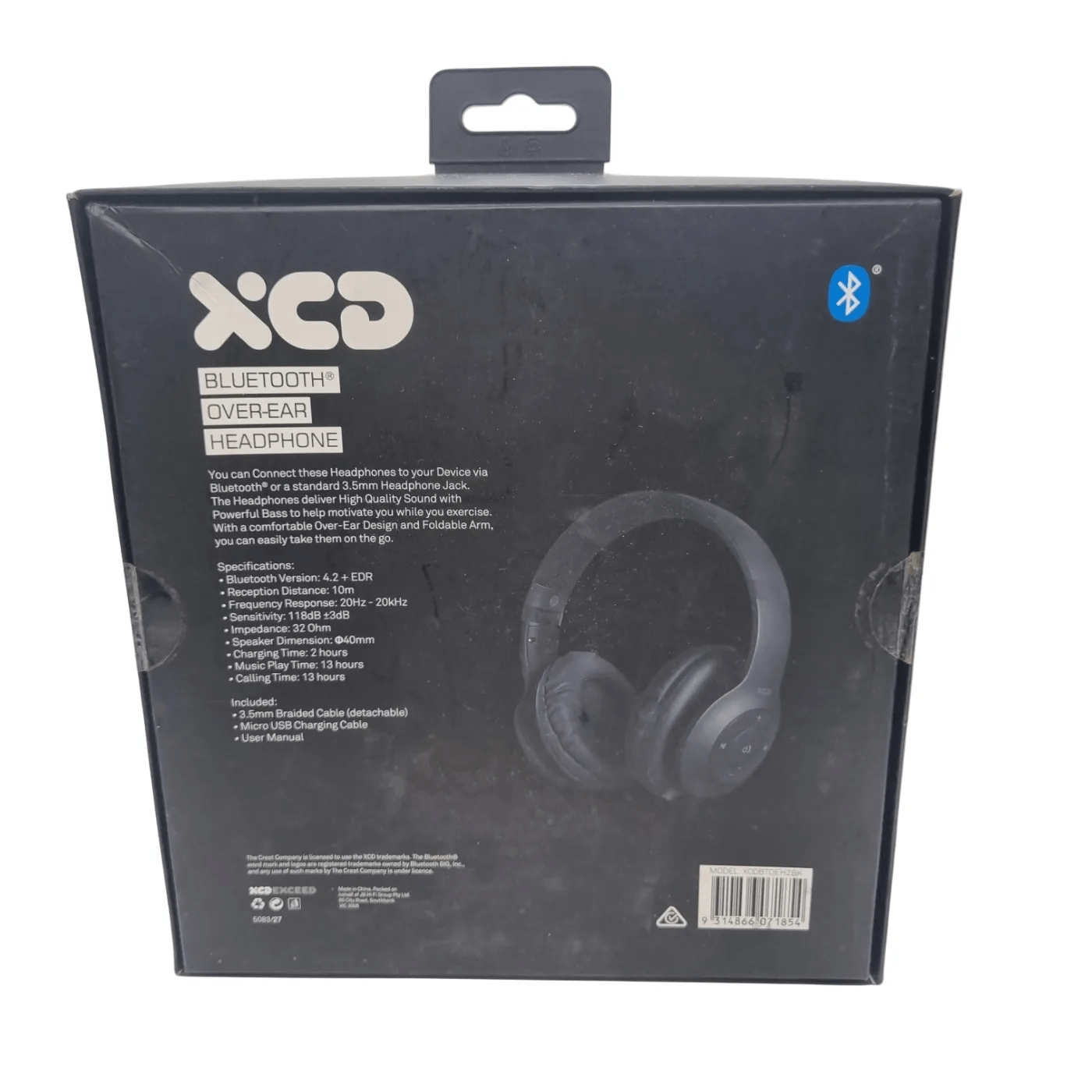 XCD Bluetooth Over-Ear Headphones -XCDBTOEH2BK *In Box*