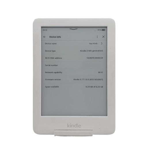 Amazon Kindle J9G29R 10th Gen (2019), 6in, White, 8GB Storage
