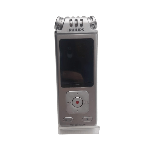 Philips DVT4115 Digital Voice Recorder, Silver, Very Good Condition, Box Is Slightly Dinged, With Box, USB Cable, Manual (NA 1354079)