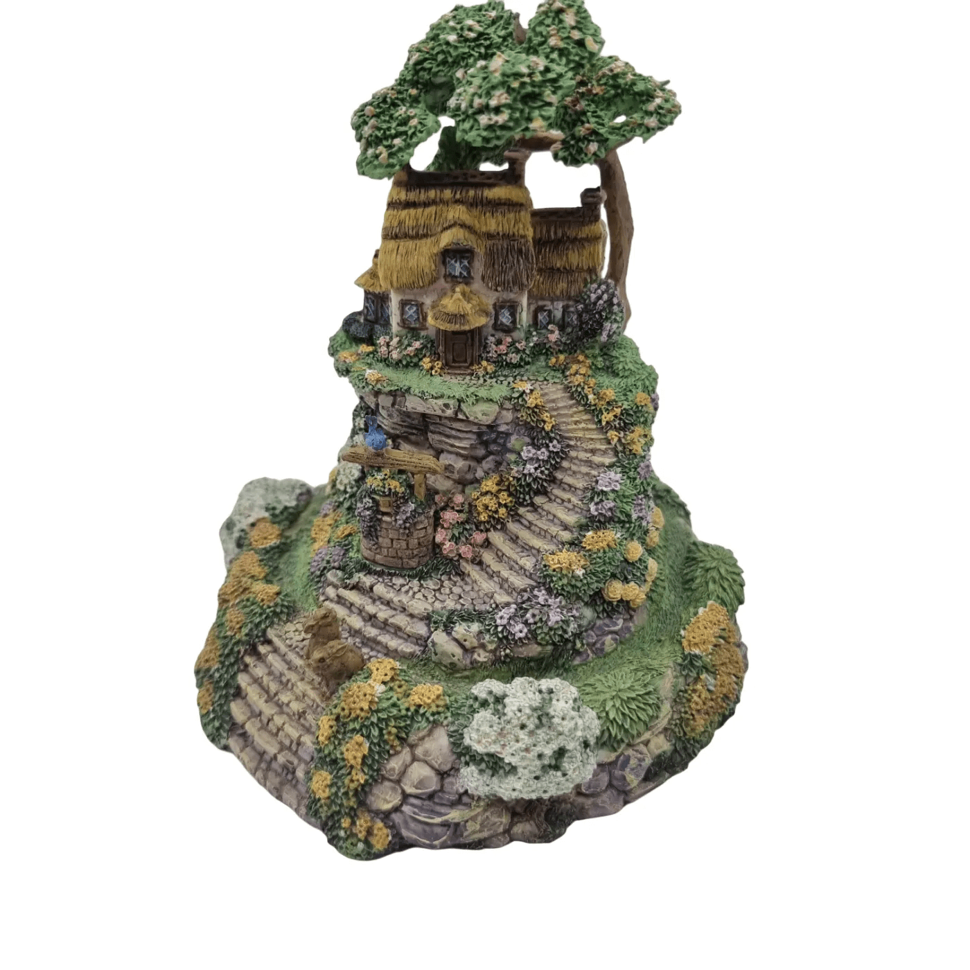 Franklin Mint: Wishing Well Cottage With Glass Dome – Hand Painted Limited Edition Statue #TUU3013